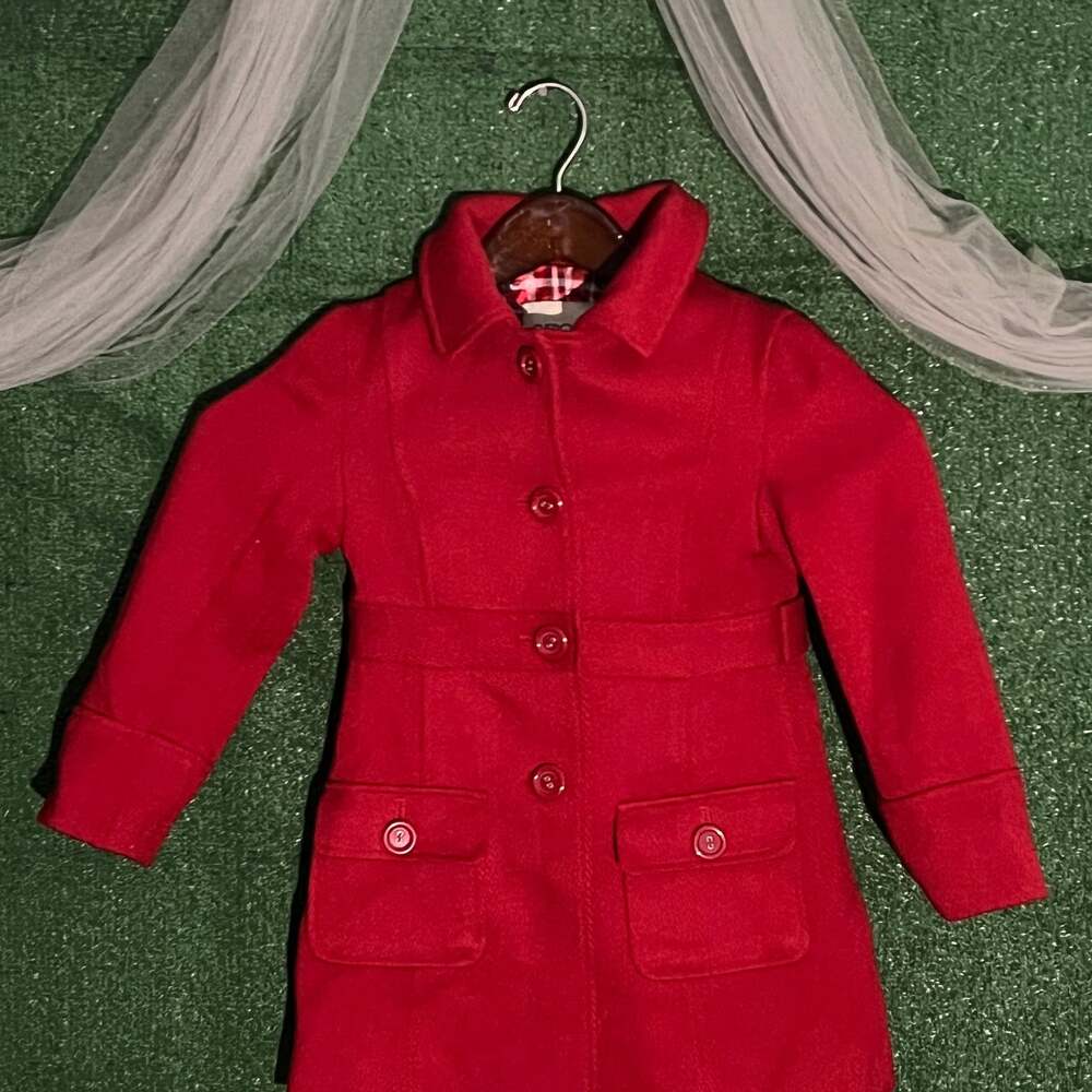 Cherokee Baby Doll Car Coat Womens Sz M VTG Red Single Breasted Jacket Coquette